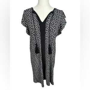 Michael Kors Black and White Leaf Pattern Dress Size S